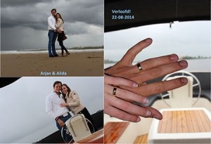 prachtige foto's van de verloving en verlovingsringen van Arjan en Alida gekocht bij trouwringen.Heusden.nl
